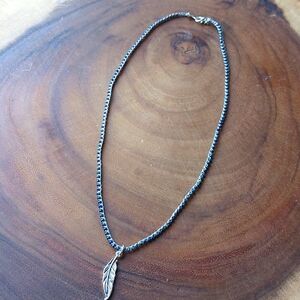 Handcrafted Boho Beaded Necklace, Blue, 17 inches, by Rust Belt Raised